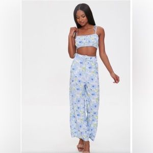 Blue floral cami and pants set
